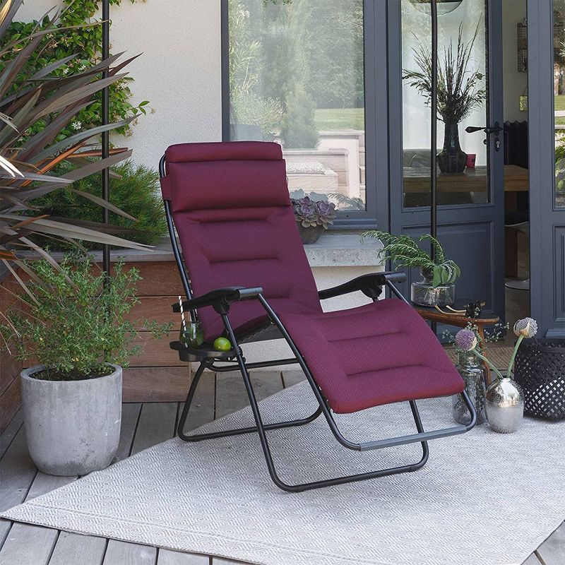 Lafuma R-Clip Batyline Iso Relaxation Patio and Poolside Zero Gravity Outdoor Foldable Lounge Recliner with Removable Canvas, Bordeaux, 4 of 5