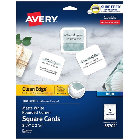 Avery Clean EdgeBusiness Cards 2.5" x 2.5" White 9 Cards/Sheet 180 Cards/Pack (35702) - image 1 of 4