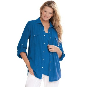 Woman Within Cotton Gauze Bigshirt - 1 of 4