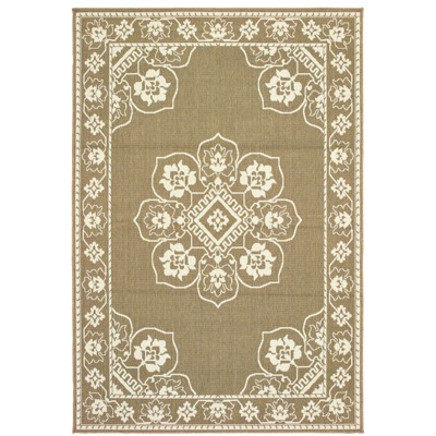 Oriental Weavers Marina 7764J Tan/ Ivory Indoor/Outdoor Area Rug - 1'9" x 3'9"