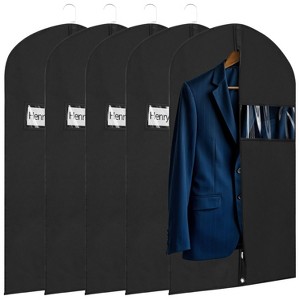 Mber 5-Pack 40" Garment Bags For Travel, Slim Zipper Suit Bag Travel, Garment Bags For Hanging Clothes with Clear Card Slot, Black - 1 of 4