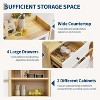 White Farmhouse Sideboard Buffet Cabinet with Adjustable Shelves Glass Doors and Open Storage for Kitchen Dining and Entryway Wood - 3 of 4