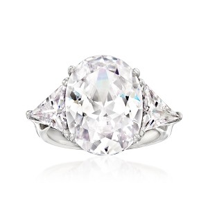 Ross-Simons 10.00 ct. t.w. Oval and Trillion-Cut CZ Ring in Sterling Silver - 1 of 4
