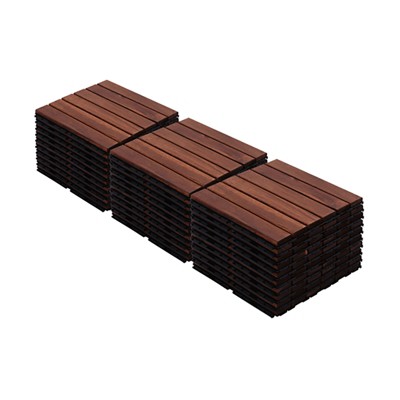 Dolonm 30-Pack Brown Striped Outdoor Wood Flooring, Non-Slip & Weatherproof Deck Tiles for Poolside & Garden