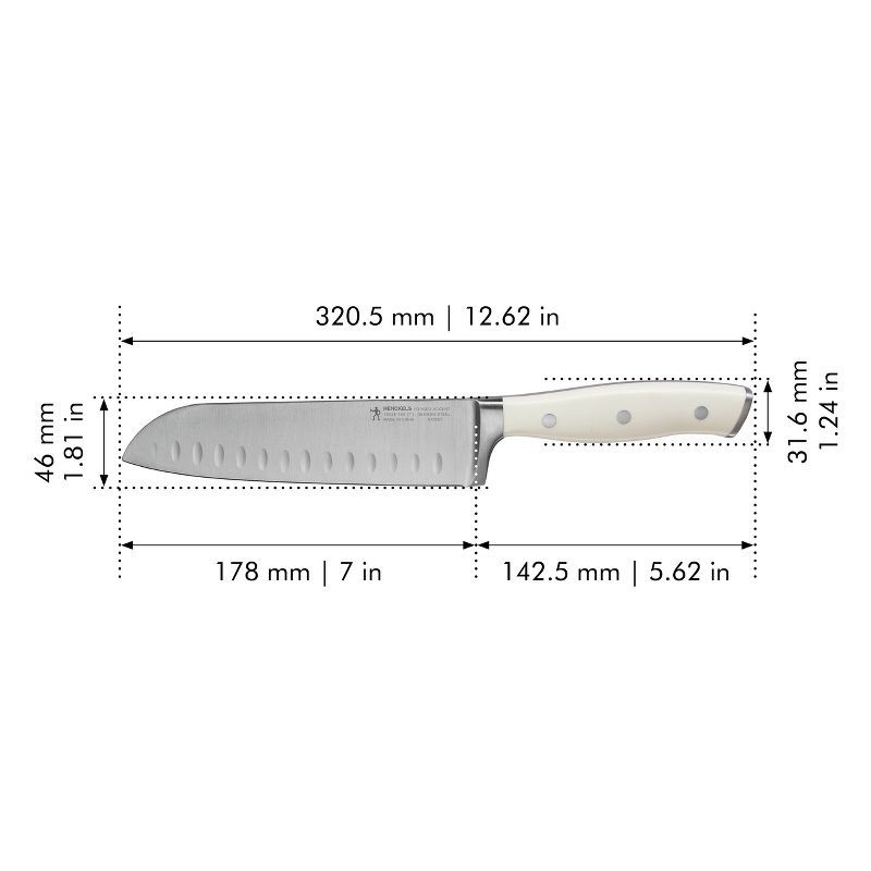 HENCKELS Forged Accent Hollow Edge Santoku Knife - White Handle, 3 of 4