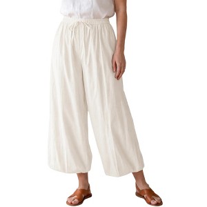 INSPIRE CHIC Women's Cotton Wide Leg Drawstring Elastic High Waist