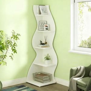 ORRD 5-Tier Corner Shelf, Wall Mount Storage Rack & Plant Stand for Small Spaces, Adjustable  Bookshelf，White - 1 of 4