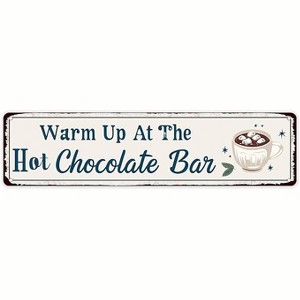 Lomsoe Chocolate Bar Metal Sign - Vintage Christmas Cocoa Wall Decor For Home, Cafe, Kitchen - Hot Cocoa Wall Art Plaque 4x16 Inch - 1 of 1