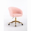Vynxaria Modern Accent Chair with Golden Base for Vanity or Office - White/Black/Pink - 3 of 4