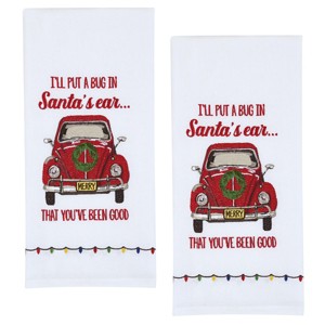 Park Designs I'll Put A Bug In Santa's Ear Embroidered Dishtowel Set of 2 - 1 of 4