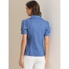 Allegra K Women's Puff Short Sleeve Pointed Collar Work Office Button Down Shirt - 4 of 4