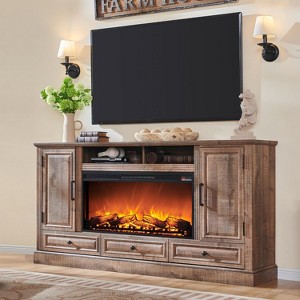 SinCiDo 35.7″ Tall Farmhouse Fireplace TV Stand for 80 Inch TV, 36″ Electric Fireplace, Entertainment Center w/ Cabinets & Drawers - 1 of 4