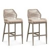 PURPLE LEAF Bar Stools Set of 2 Height Metal Bar Chairs with Back Modern Aluminum Tall Comfy Wicker Woven Boho Barstools Garden Pool Patio Outdoor - 4 of 4