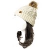 Wrapables Cable Knit Faux Fur Pom Pom Beanie, Mommy & Me Set Cream - image 2 of 4