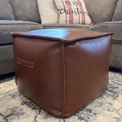 Leather pouf hot sale target