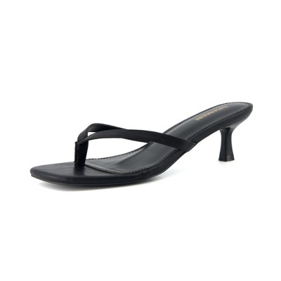 CUSHIONAIRE Women's Miami Kitten heel thong sandals +Memory Foam, Wide Widths Available