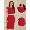 INSPIRE CHIC Women's Cap Sleeve Work Belted Elegant Sheath Dress - 2 of 4
