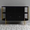 Curved Sideboard Buffet Cabinet with Gold Trim and Woven Rattan Doors, Adjustable Shelves and Open Side Storage, Storage Cabinet for Dining Room - 4 of 4