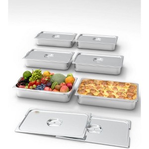 2/4/6 Inch Deeo Full-Size Hotel Pans. Commercial-grade stainless steel with anti-jam design for buffets, catering, and restaurant use - 1 of 4