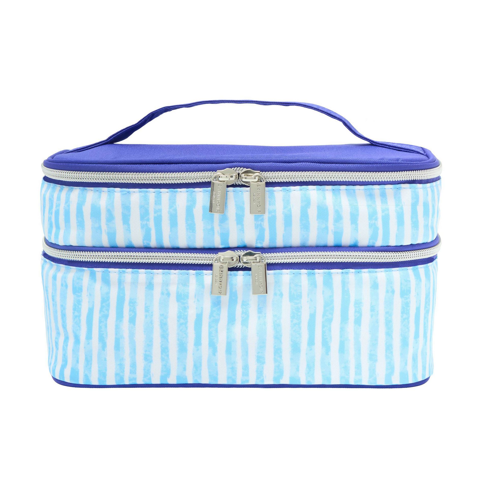 Skinnydip Makeup Bag & Organizer Cosmetic Case - Blue Stripe