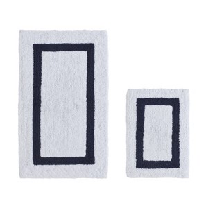 Hotel 2 PC Bath Rug 100% Premium Cotton Tufted Weave Two Tone Reversible Bathroom Rug, Super Soft Absorbent, Machine Washable Bath Mat - 1 of 4