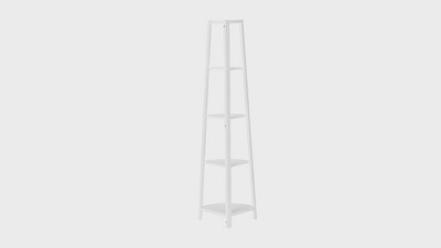 White Metal and Laminate 4-Tier Corner Etagere Bookcase