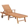 vidaXL Sun Lounger with Taupe Cushion Solid Teak Wood - 2 of 4