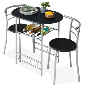 Best Choice Products 3-Piece Wood Dining Room Round Table & Chairs Set w/ Steel Frame, Built-In Wine Rack - 1 of 4