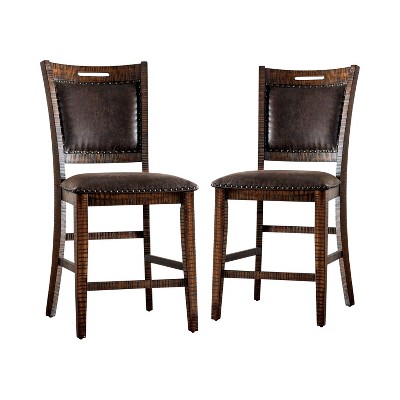 Set of 2 Soho Upholstered Counter Height Barstools Light Walnut - HOMES: Inside + Out