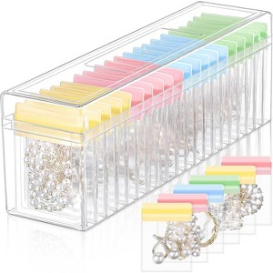 Clear Acrylic Jewelry Organizer 42 Piece Set with Anti Tarnish Bags for Rings Earrings Storage - 1 of 4