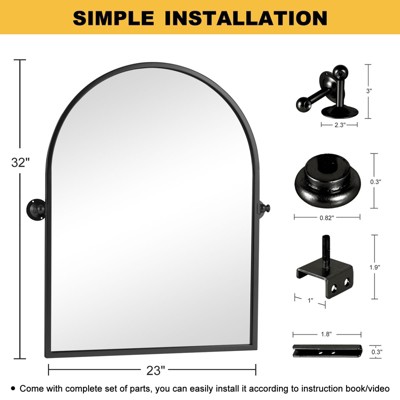 Black Iron Arch Wall Mirror 80x60cm
