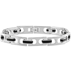 Pompeii3 Men's Two Tone Steel and Black  8.5" 8.5mm Bracelet - 1 of 3