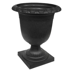 Tierra Verde Self-Watering Indoor Outdoor Urn Planter, Crescendo, 19"x23", Black - 1 of 4