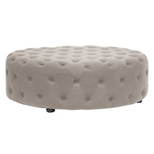 Cardiff Linen Modern Tufted Ottoman - Baxton Studio - 1 of 4