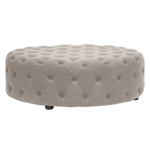 Cardiff Linen Modern Tufted Ottoman Beige Baxton Studio Target