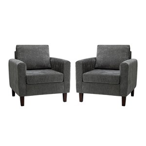 Set of 2 Deionides Tufted Wooden Upholstered Comfy Club Chair For Bedroom And Living Room With Wood Legs| ART OF LIVING DESIGNS - 1 of 4