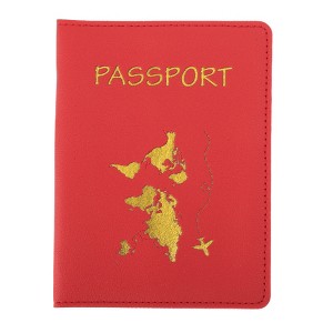 Unique Bargains Gold-stamped Map Passport Holder 1 Pc - 1 of 4