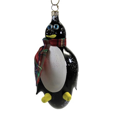 Italian Ornaments 5.0" Penguin With Plaid Scarf Ornament Italian Bird  -  Tree Ornaments