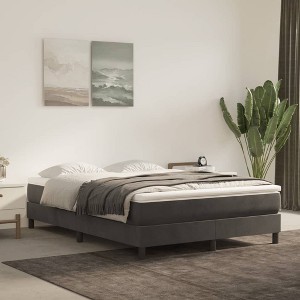 Bed Frame Dark Grey Velvet, plywood, engineered wood Queen - 1 of 4