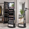 Tangkula 360° Swivel Jewelry Cabinet w/ Mirror Jewelry Storage Organizer Built-in Lights Black - 3 of 4