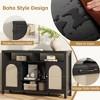 TROPOW Farmhouse Wine Bar Cabinate, Rattan Coffee Bar with Adjustable Storage Shleves, Boho Liquor Sideboard with Wine Racks for Kitchen, Black - 4 of 4