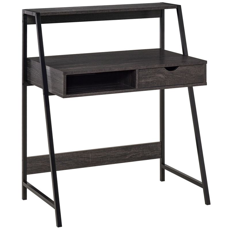 HOMCOM Home Office desk, Computer Desk for Small Spaces, Writing Table with Drawer and Storage Shelves, 1 of 7