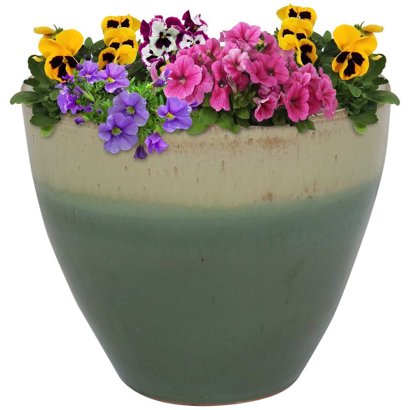 Sunnydaze Resort Outdoor/Indoor High-Fired Glazed UV and Frost-Resistant Ceramic Flower Pot Planter with Drainage Holes - 13" Diameter, 6 of 10