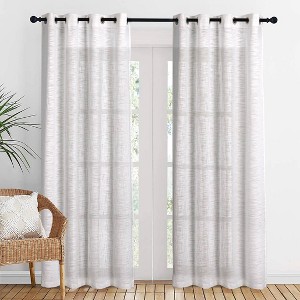 Sheer Voile Curtains for Living Room & Bedroom Light Filtering Drapes with Grommet Top 50x84 - Cotton Passion - 1 of 4
