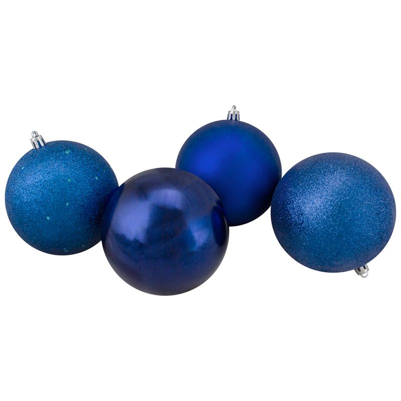 Northlight 12ct Shatterproof 4-Finish Christmas Ball Tree Ornament Set 4" - Blue, 3 of 4