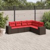 vidaXL 6 Piece Garden Sofa Set with Cushions - Brown and Red Without Table - 2 of 4