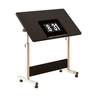 Ergonomic height-adjustable computer desk with casters for work, office and home use