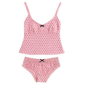 Milanblocks Y2K Pink Heart Mesh Matching Set - Polka Dot Cami Top & low Waist Briefs for Women - 1 of 4