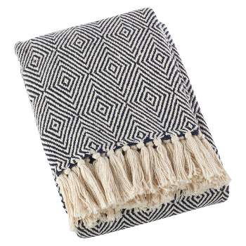 50"x60" Soft Cotton Diamond Weave Throw Blanket - Saro Lifestyle