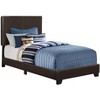 Monarch Specialties Bed Twin Size Platform Bedroom Frame Upholstered Pu Leather Look Wood Legs Brown Transitional - 4 of 4